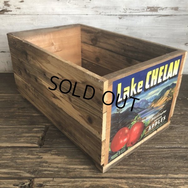 画像2: Vintage Wooden Fruits Crate Box Lake CHELAN (T554) (2)