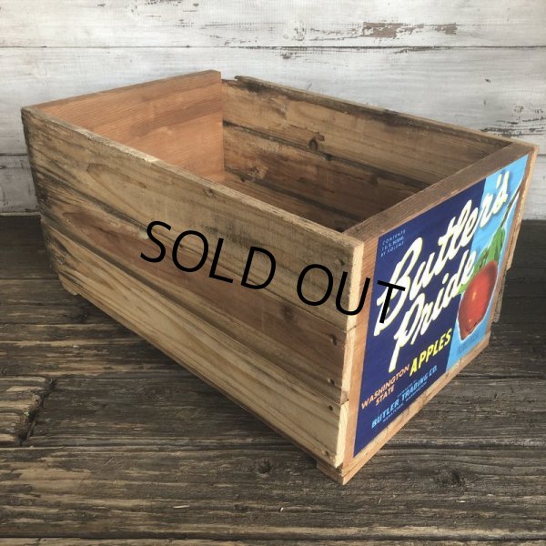 画像2: Vintage Wooden Fruits Crate Box Butler's Pride (T552) (2)