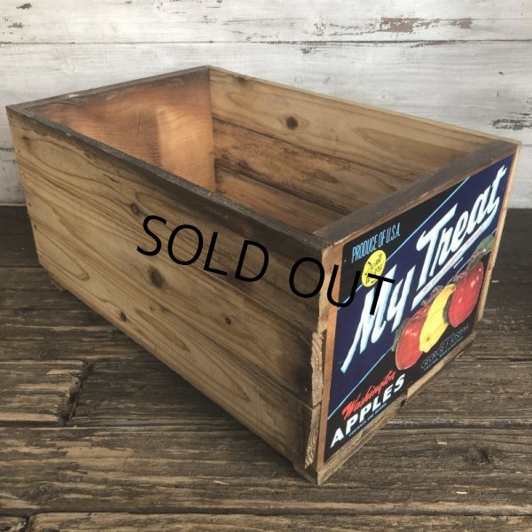 画像2: Vintage Wooden Fruits Crate Box My Treat (T553) (2)