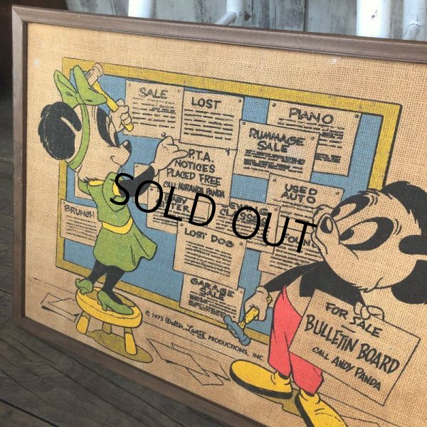 画像7: 70s Vintage Walter Lantz Andy Panda Burlap Art (T566) (7)