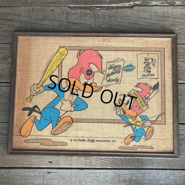 画像7: 70s Vintage Walter Lantz Woody Woodpecker Burlap Art (T565) (7)