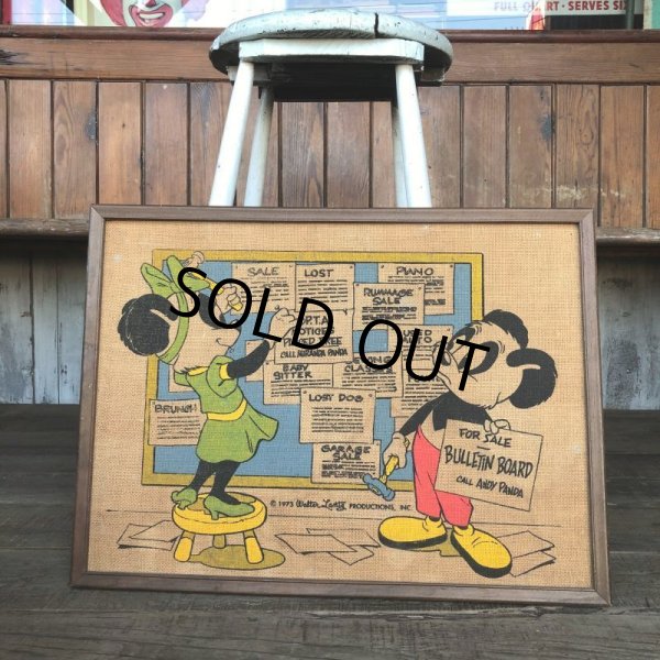 画像2: 70s Vintage Walter Lantz Andy Panda Burlap Art (T566) (2)