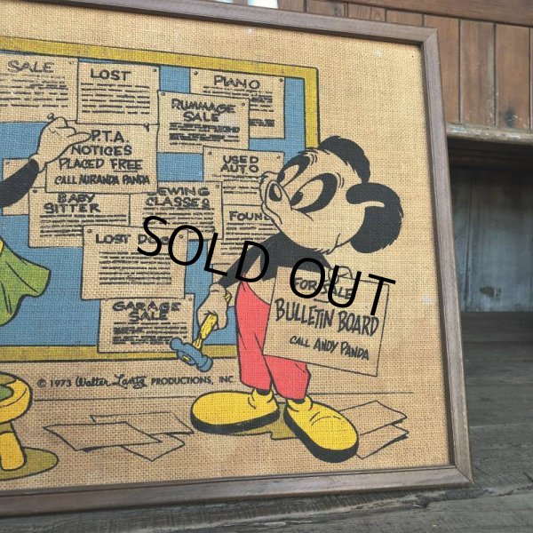画像5: 70s Vintage Walter Lantz Andy Panda Burlap Art (T566) (5)