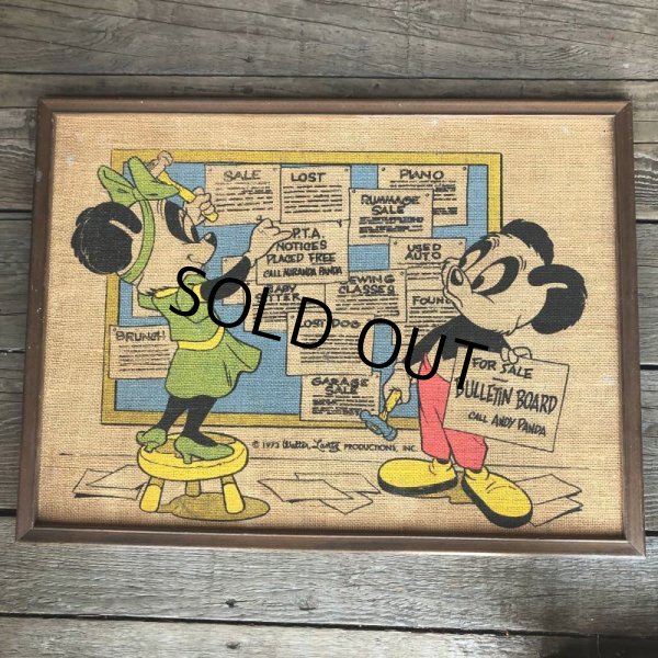 画像8: 70s Vintage Walter Lantz Andy Panda Burlap Art (T566) (8)