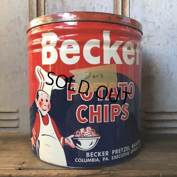 画像4: Vintage Becker Potato Chips Tin Can (T573) (4)