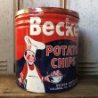 画像1: Vintage Becker Potato Chips Tin Can (T573) (1)