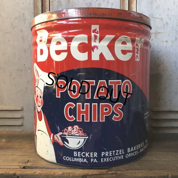 画像2: Vintage Becker Potato Chips Tin Can (T573) (2)