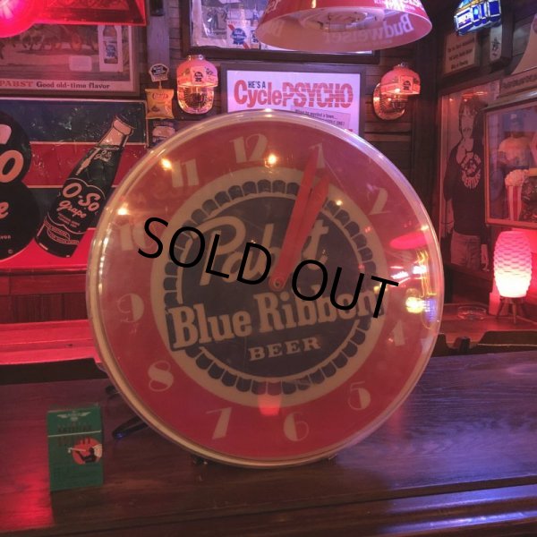 画像1: Vintage Pabst Blue Ribbon Beer Lighted Clock Sign (T609) (1)