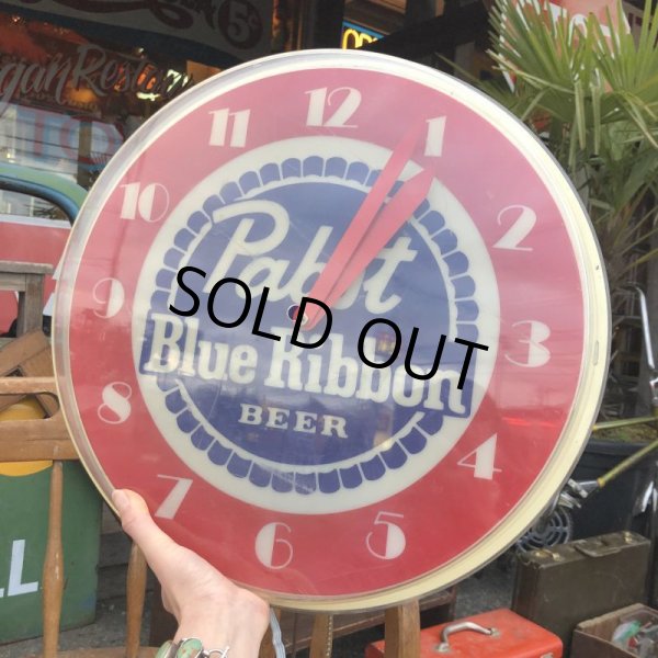 画像10: Vintage Pabst Blue Ribbon Beer Lighted Clock Sign (T609) (10)