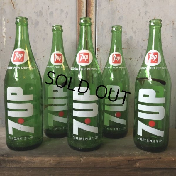 画像4: 70s Vintage 7UP Soda Green Glass Bottle 28FL OZ  (T615)  (4)