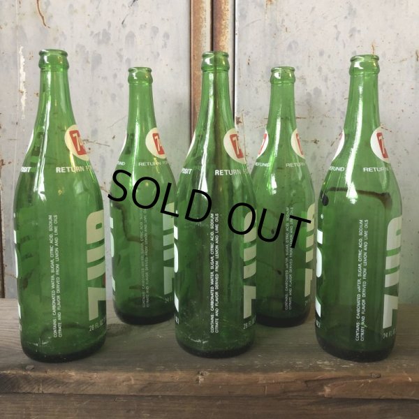 画像3: 70s Vintage 7UP Soda Green Glass Bottle 28FL OZ  (T615)  (3)