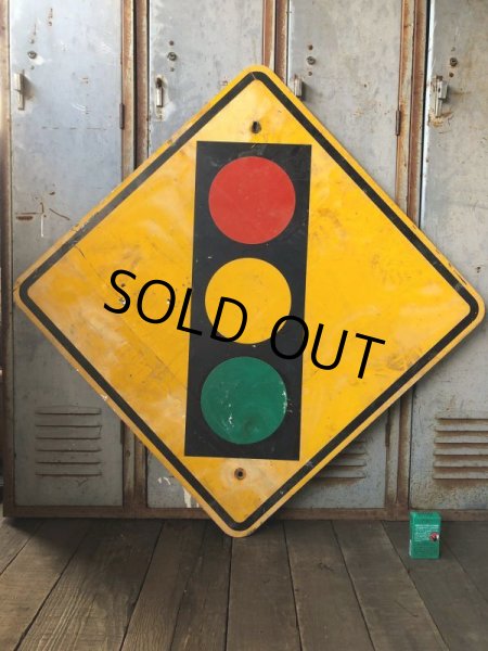 画像1: Vintage Road Sign TRAFFIC SIGNAL (T640) (1)