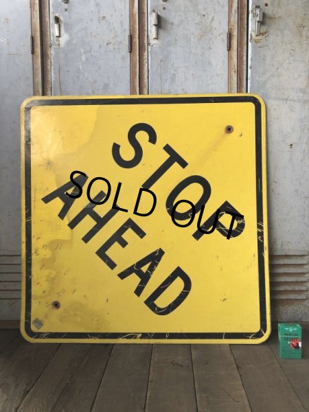 画像5: Vintage Road Sign STOP AHEAD (T652) (5)