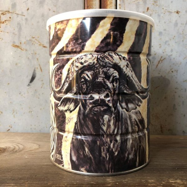 画像1: Vintage Safari Coffee Animal Tin Can Cape Buffalo (T655) (1)