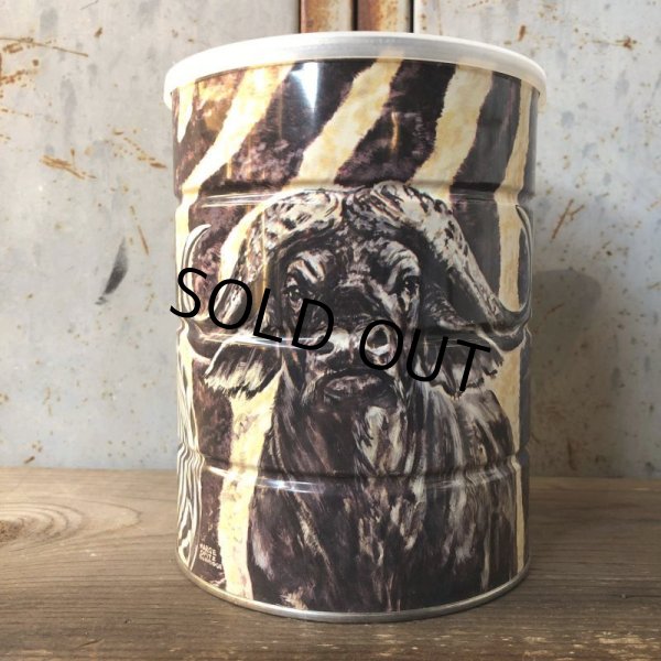 画像1: Vintage Safari Coffee Animal Tin Can Cape Buffalo (T655) (1)