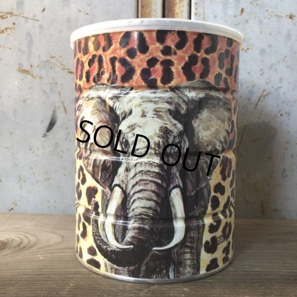 画像1: Vintage Safari Coffee Animal Tin Can African Elephant (T660) (1)