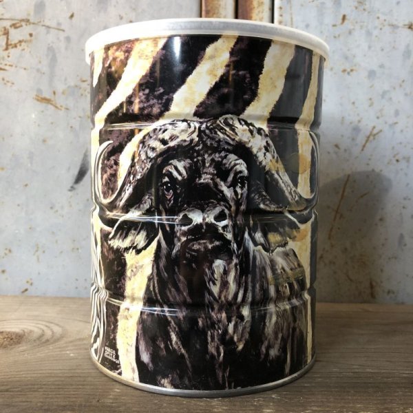 画像2: Vintage Safari Coffee Animal Tin Can Cape Buffalo (T657) (2)