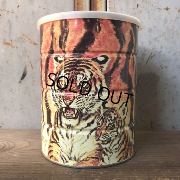 画像1: Vintage Safari Coffee Animal Tin Can Tiger (T654) (1)