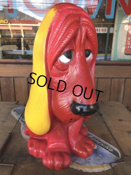 画像8: 70s Vintage NY Vinyl Plastic Dog Bank Basset hound Red (T779)  (8)