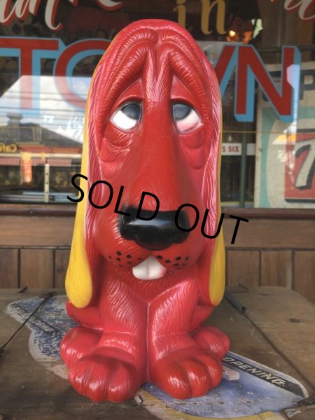 画像2: 70s Vintage NY Vinyl Plastic Dog Bank Basset hound Red (T779)  (2)