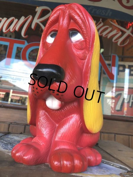 画像6: 70s Vintage NY Vinyl Plastic Dog Bank Basset hound Red (T779)  (6)