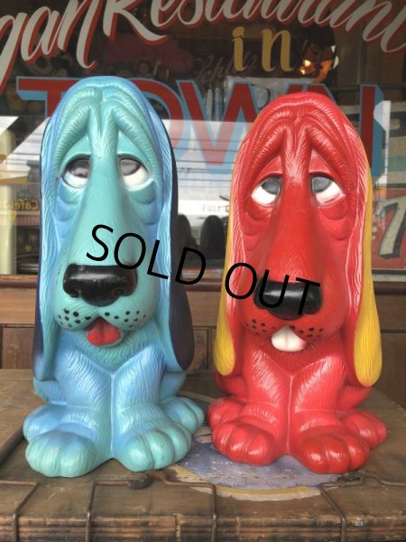 画像9: 70s Vintage NY Vinyl Plastic Dog Bank Basset hound Red (T779)  (9)