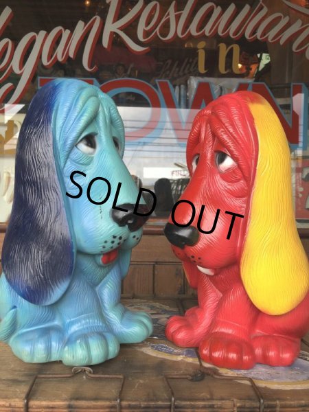 画像12: 70s Vintage NY Vinyl Plastic Dog Bank Basset hound Blue (T320)  (12)