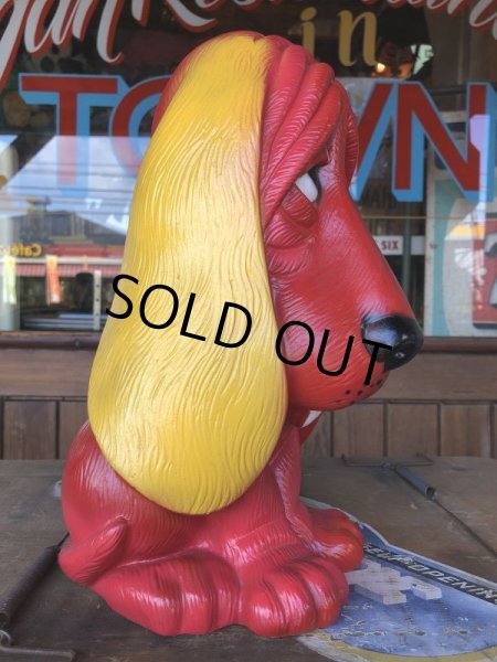 画像3: 70s Vintage NY Vinyl Plastic Dog Bank Basset hound Red (T779)  (3)