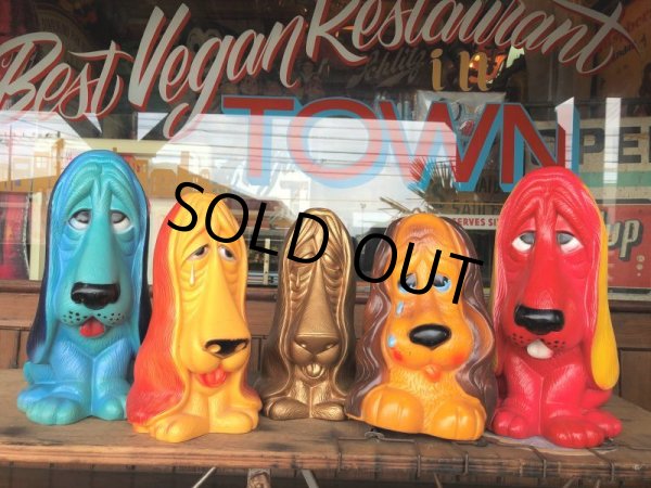 画像13: 70s Vintage NY Vinyl Plastic Dog Bank Basset hound Blue (T320)  (13)