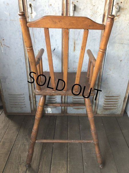 画像3: Antique Kid's Wood Hi-Chair (T782) (3)