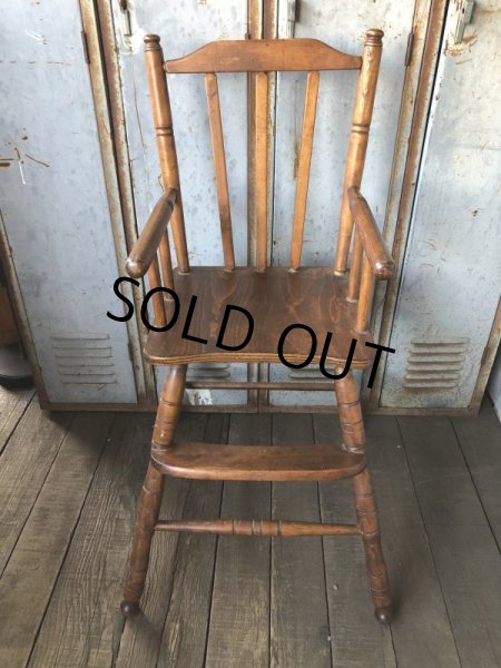 画像1: Antique Kid's Wood Hi-Chair (T782) (1)