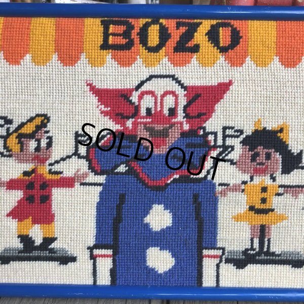 画像4: 70s Vintage BOZO the Clown Needlepoint Art Wall Hanging (T881) (4)