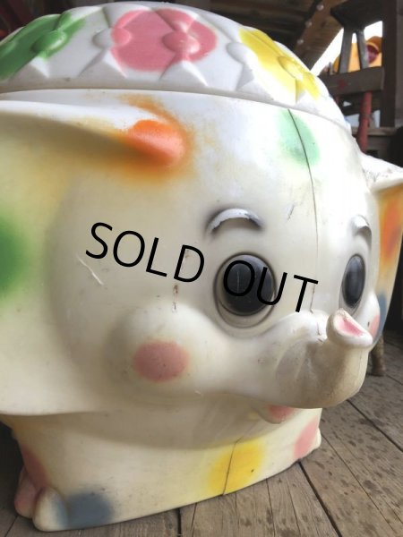 画像8: 70s Vintage CIRCUS Polka Dot Elephant Blow Mold Toy Chest Box (Ｔ923) (8)