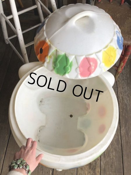 画像13: 70s Vintage CIRCUS Polka Dot Elephant Blow Mold Toy Chest Box (Ｔ923) (13)