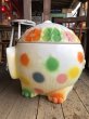 画像4: 70s Vintage CIRCUS Polka Dot Elephant Blow Mold Toy Chest Box (Ｔ923) (4)