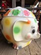 画像7: 70s Vintage CIRCUS Polka Dot Elephant Blow Mold Toy Chest Box (Ｔ923) (7)