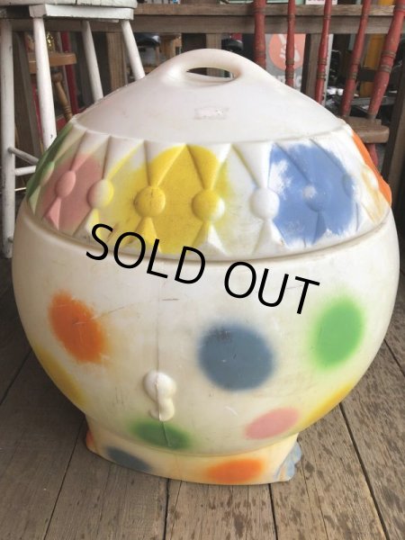画像5: 70s Vintage CIRCUS Polka Dot Elephant Blow Mold Toy Chest Box (Ｔ923) (5)