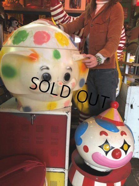 画像17: 70s Vintage CIRCUS Polka Dot Elephant Blow Mold Toy Chest Box (Ｔ923) (17)