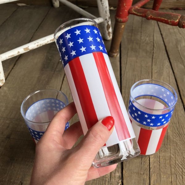 画像5: Vintage Groovy American Old Glory Stars and Stripes Glass (T918)   (5)