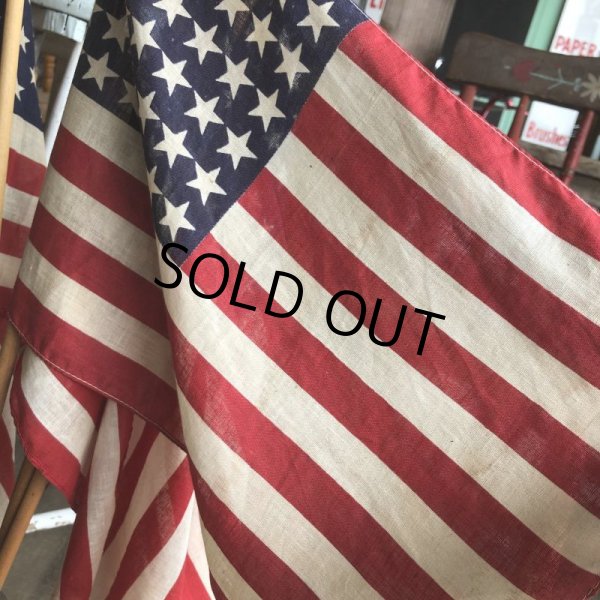 画像7: Vintage 48 Star Americacn Flag wooden pole (T914) 　 (7)