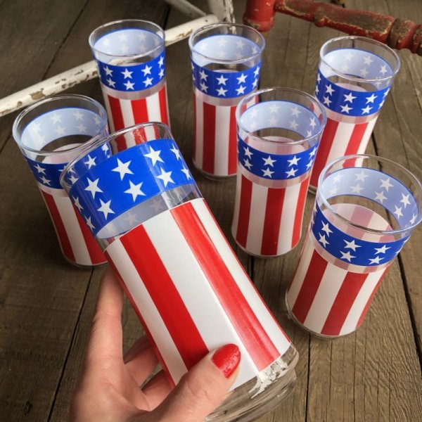 画像2: Vintage Groovy American Old Glory Stars and Stripes Glass (T915)   (2)