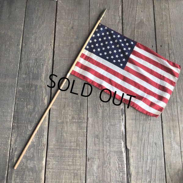画像2: Vintage 50 Star Americacn Flag wooden pole (T913) 　 (2)