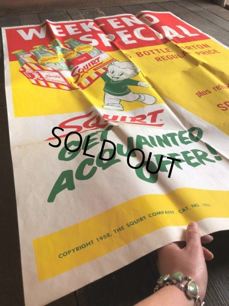 画像15: 50s Vintage Squirt Soda Store Display Sign Poster BIG!! (T967)  (15)