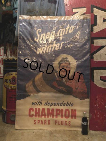画像11: 40s Vintage Champion Spark Plugs Advertising Poster Sign (B025) (11)