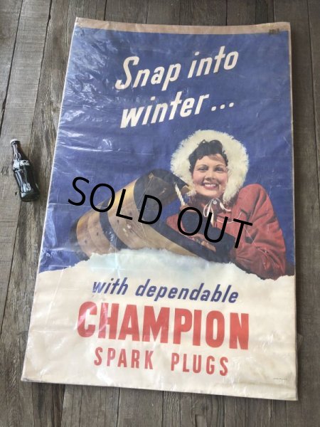 画像2: 40s Vintage Champion Spark Plugs Advertising Poster Sign (B025) (2)
