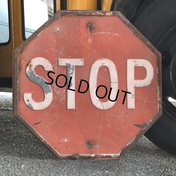 画像7: 1940s Vintage U.S.A Embossed Stop Road Sign (B039)  (7)