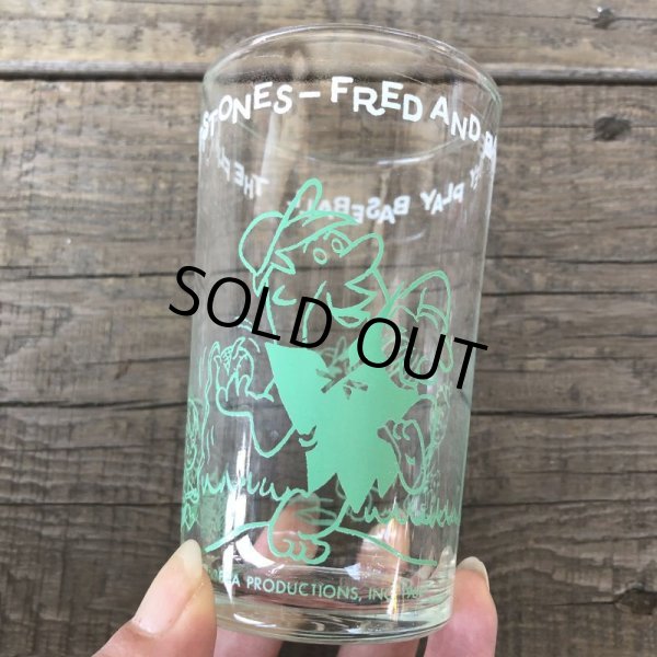画像2: 60s Vintage The Flintstones Welch's Glass Green (B046) (2)