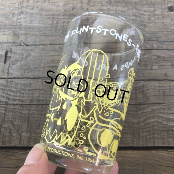 画像2: 60s Vintage The Flintstones Welch's Glass Yellow (B043) (2)