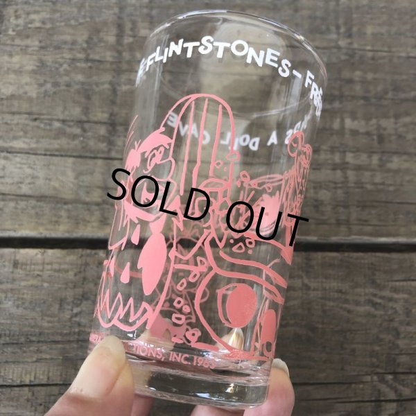 画像1: 60s Vintage The Flintstones Welch's Glass Pink (B044) (1)