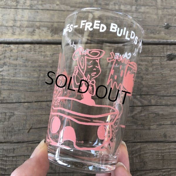 画像2: 60s Vintage The Flintstones Welch's Glass Pink (B044) (2)